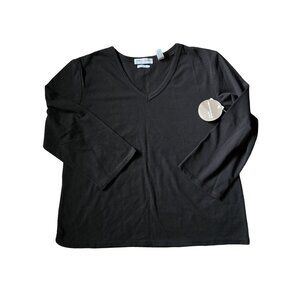 NWT VALERIE STEVENS Black V Neck Top XL